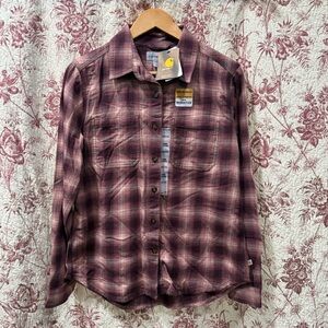 Carhartt Plum Plaid Long Sleeve Button Up Shirt Women’s M